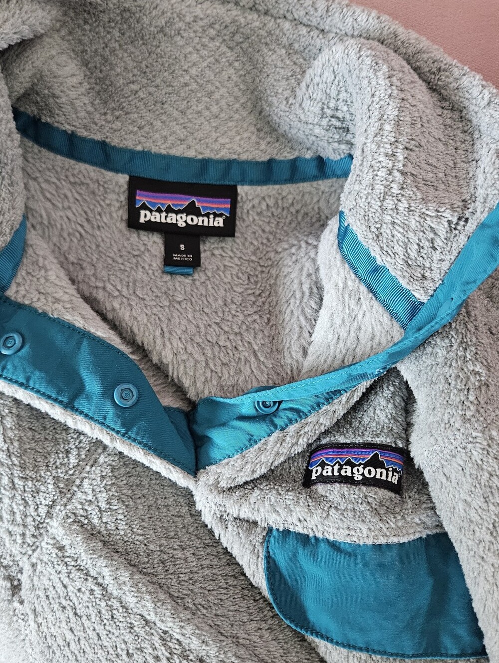 Patagonia Re tool snap T fleece pullover S grey pink